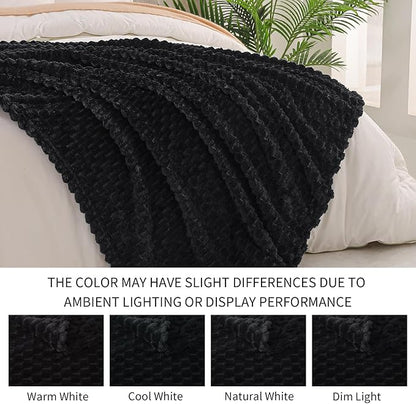 Exclusivo Mezcla Fleece Twin Blanket for Bed, Extra Large Fuzzy Black Bed Blankets, Soft Cozy Plush Sofa Throws for All Seasons, 60x80 Inches