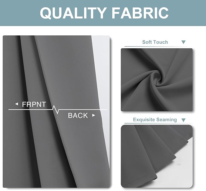 ChrisDowa Small Window Curtains 36 inches Long for Bedroom - Grommet Short Thermal Insulated Room Darkening Curtains for Kitchen (2 Panels, Grey, 42 x 36 Inch)