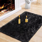 Ciicool Black Fur Fluffy Rug, 2x4 ft Small Faux Fur Rug for Bedroom, Washable Faux Sheepskin Rugs for Sofa Couch Seat Cushion, Thick Shaggy Furry Floor Carpets for Bedside Living Room
