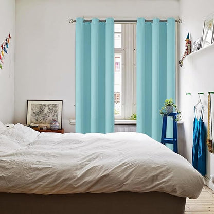 BGment Blackout Curtains - Grommet Thermal Insulated Room Darkening Bedroom and Living Room Curtains, Set of 2 Panels (46 x 84 Inch, Baby Blue)