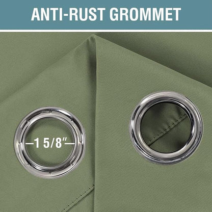 H.VERSAILTEX Blackout Curtain for Living Room Small Window Kitchen Blackout Curtains 45 inch Length Energy Saving Solid Grommet Blackout Drape, One Panel, Sage, 52" W x 45" L