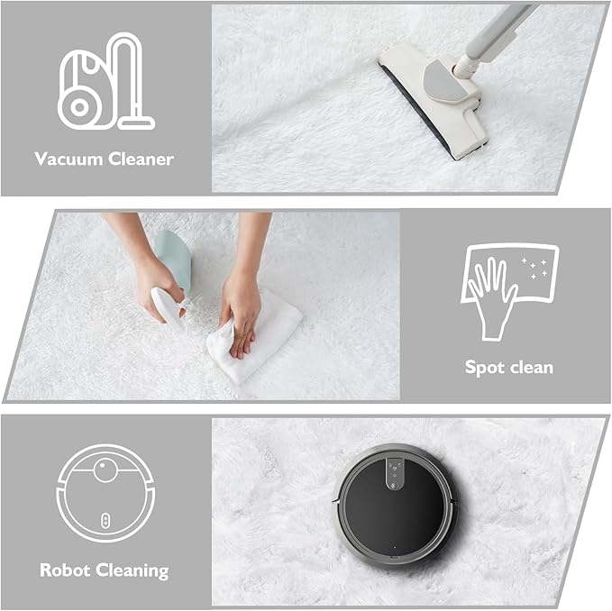 6x9 Fluffy Area Rug for Living Room,Shag Area Rugs for Bedroom,White Soft Fuzzy Rug Non-Shedding Indoor Plush Carpet for Kids Bedroom Nursery Dorm Home Decor