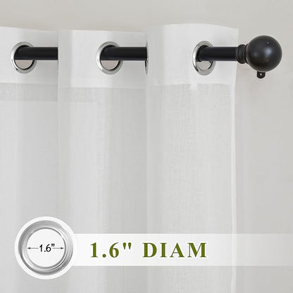 NICETOWN White Sheer Curtains 72 inch Length for Bedroom, Vintage Grommet Linen Blend Semi Sheer Drapes Privacy Window Treatments Light Filtering for Farmhouse, 36" W x 72" L, Set of 2