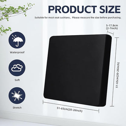 8Pcs Outdoor Cushion Covers, Patio Cushion Covers,Stretch Elastic Slipcovers, Replacement Washable & Reusable Furniture Protector for Patio Couch (Black,Cover Only)