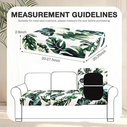 hyha 4Pcs Patio Cushion Covers, Stretch Outdoor Couch Cushion Covers, Washable Outdoor Chair/Sofa Slipcovers for Patio Furniture Cushions Protector with Elastic Bottom(Monstera Deliciosa,Cover Only)