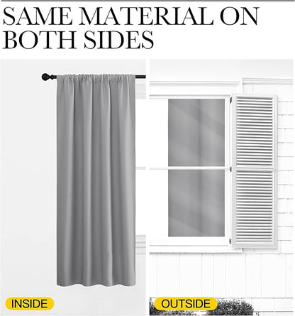 NICETOWN 2 Panels Blackout Curtains, Rod Pocket Thermal Insulated Drapes for Kitchen, Heavy Duty Small Window Treatment for Dorm Room, Studio Apartment, Basement (Silver Grey, W42 x L30)