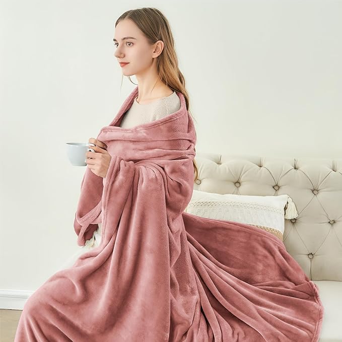 BEDELITE Fleece Blanket Twin Size Dusty Pink Throw Blankets for Couch & Bed, Luxury Plush Cozy Fuzzy Blanket 60x80 inches, Super Soft Warm Lightweight Throw Blanket for Travel Camping
