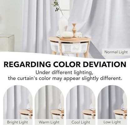 Deconovo Back Tab and Rod Pocket Blackout Curtains for Living Room Thermal Insulated Light Blocking Curtains 42Wx84L Inch Greyish White 2 Panels