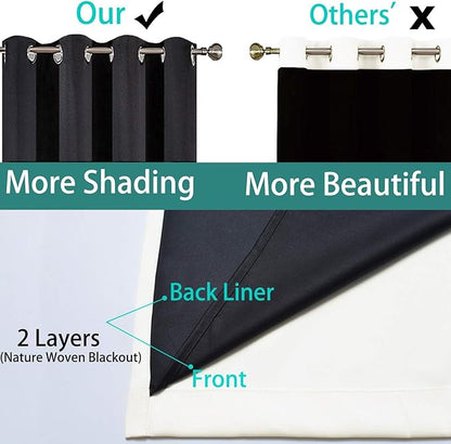 Yakamok 100% Cream Blackout Curtains for Bedroom, Light Blocking Thermal Insulated Noise Reducing Blackout Drapes for Living Room(52Wx84L, 1 Panel)