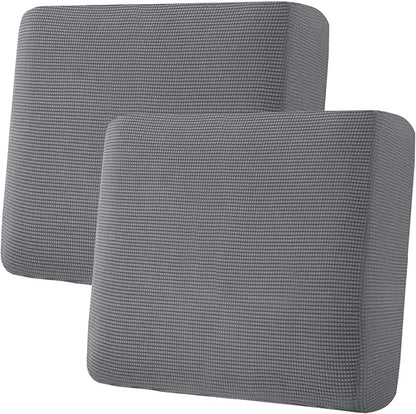 H.VERSAILTEX Super Stretch Individual Seat Sofa Covers Couch Cushion Covers Slipcover Sets Thick Jacquard Textured Twill Fabric (2 Piece Large, Grey)