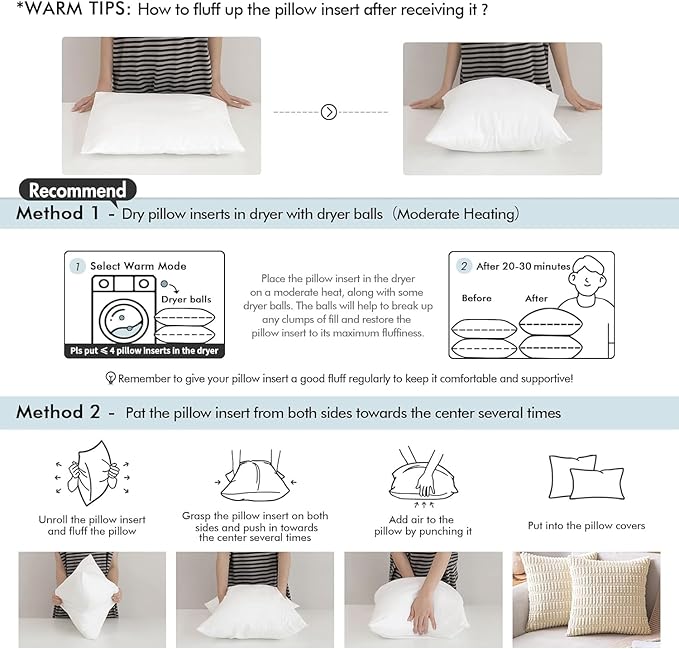 MIULEE Throw Pillow Insert Premium Pillow Stuffer Sham Square Form for Decorative Cushion Bed Couch Sofa 21x21 Inch