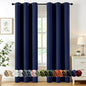 MIULEE Navy Blue Blackout Curtains for Bedroom Living Room 86 Inches Long 2 Panels, Thermal Insulated Room Darkening Drapes Solid Grommet Noise Reducing Light Blocking Window Treatments 40x86 Inch