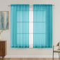 OVZME Turquoise Sheer Curtains 63 Inches Long 2 Panels Set, Light Filtering Sheer Curtains for Living Room Bedroom 59 Inch Extra Wide, Modern Voile Filmy Rod Pocket Window Drapes, 59Wx63L Inches