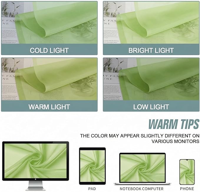 Sheer Curtains 84 Inches Long 2 Panels, Elegant Airy Transparent Light Filtering Window Curtains, Window Drapes for Christmas, Top Dual Rod Pocket Design, Lime, 2x42Wx84L Inches