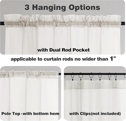 Chyhomenyc Sheer Curtains 72 Inch Length 2 Panels, Short Window Curtain Drapes Semi Transparent Voile Rod Pocket Curtains for Dining Bedroom Nursery Living Room, 42W x 72L inch, Ivory
