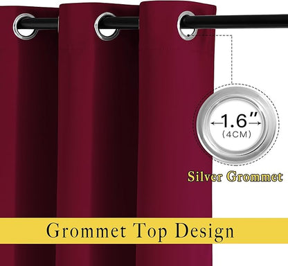 NICETOWN 84 inches Bedroom Curtains Panels - Functional Blackout Curtains/Panels for Bedroom, Thermal Insulated, Privacy Assured (Set of 2, 52 x 84 inches, Wine Red)