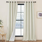 NICETOWN Faux Linen 100% Blackout Living Room Curtains 96 inches Long, Silver Grommet 2 Layers Window Treatment with White Liner Thermal Curtains for Bedroom, Vanilla, W52 x L96, 2 Panels
