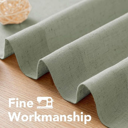 H.VERSAILTEX Living Room Linen Curtains - Semi Sheer, Nickel Grommet Energy Saving Light Filtering Window Treatments Panels for Bedroom, Sea Grass, 2 Panels, 52 x 96 Inch