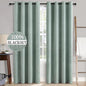 MIULEE Linen Texture Curtains for Bedroom Solid 100% Blackout Thermal Insulated Seafoam Green Curtains Grommet Room Darkening Drapes for Living Room Nursery 52x96 Inch (2 Panels)