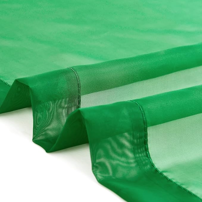 SpaceDresser Sheer Voile Window Treatment Rod Pocket Curtain Panels for Kitchen Bedroom Living Room Drapes Sunlight Filtering Privacy Semi Home Decor Assorted Colors Sizes (Green, 52 W x 72 L)