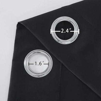 LEMOMO Black Blackout Curtains 52 x 63 Inch Length/Set of 2 Curtain Panels/Thermal Insulated Room Darkening Curtains for Bedroom and Living Room