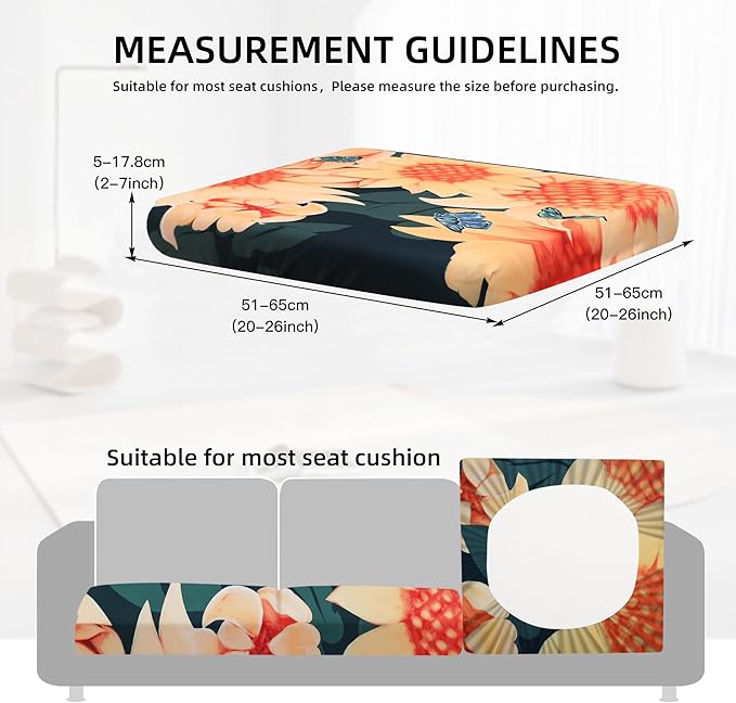 8Pcs Outdoor Cushion Covers, Patio Cushion Covers,Stretch Elastic Slipcovers, Replacement Washable & Reusable Furniture Protector for Patio Couch(Sunflower,8PCS)
