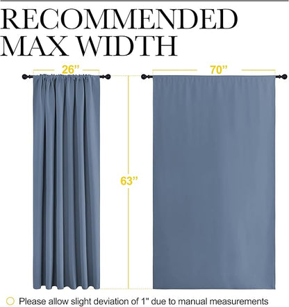 NICETOWN Blackout Curtains for Bedroom, Blackout Curtain Panels, Window Treatment Energy Saving Thermal Insulated Solid Rod Pocket Blackout Drapes/Draperies (Stone Blue, 1 Pair, 70 by 63-inch)