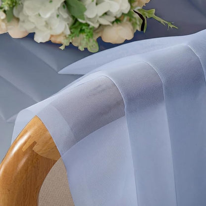 Lecloud Denim Blue Sheer Curtains 90 Inches Long 2 Panels, Voile Rod Pocket Light Filtering Window Curtains for Living Room Bedroom Dining Room, Airy Drapes for Balcony, Each Panel 42" W x 90" L