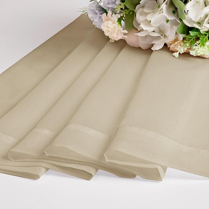 Chyhomenyc Taupe Sheer Valances for Windows - Light Filtering Small Kitchen Curtains, Rod Pocket Short Top Window Treatment Decor for Living Room Bathroom Basement, 42Wx16L inches, 2 Panels
