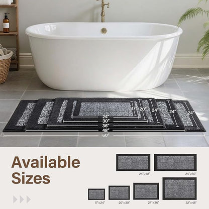 Bathroom Rugs 30x20 Non Slip Washable, Dark Blue Bath Mat for Bathroom Floor Tub, Soft Absorbent Quick Dry Mats for Shower, Bathtub,Home Decor