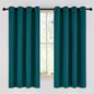 NICETOWN Faux Silk Teal Curtains & Drapes for Bedroom, Grommet Top Thermal Insulated Room Darkening Energy Saving Privacy Drapes for Nursery, 2 Panels, W52 x L63