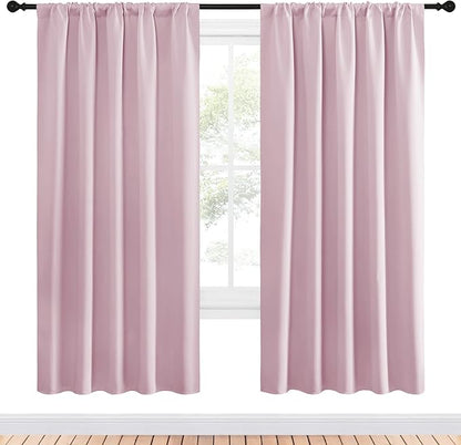 NICETOWN Blackout Curtains for Girls Room - Nursery Essential Thermal Insulated Solid Rod Pocket Top Blackout Drapes (Lavender Pink, 1 Pair, 52 x 72 Inch)