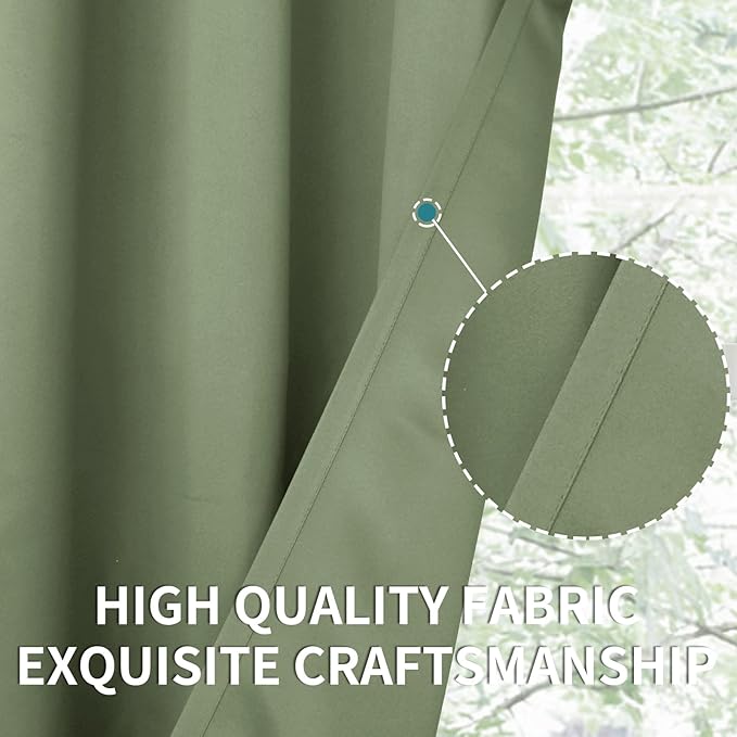 BGment Room Darkening Curtains 72 Inches Long - Grommet Thermal Insulated Drapes Window Treatment Curtains for Bedroom, 2 Panels, 52 x 72 Inch, Grass Green