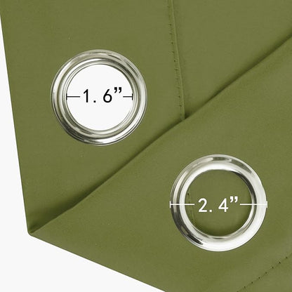 LEMOMO Olive Green Thermal Blackout Curtains/42 x 72 Inch/Set of 2 Panels Room Darkening Curtains for Bedroom