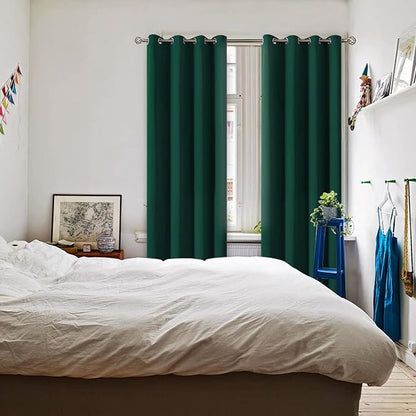 BGment Green Blackout Curtains 72 Inch Length 2 Panels Set, Grommet Thermal Insulated Room Darkening Curtains for Bedroom, Each 46 x 72 Inch