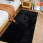 Ghouse Ultra Soft Faux Rabbit Fur Rug, Machine Washable Area Rugs for Bedroom Fluffy Rugs for Living Room, No-Shedding Carpet Sheepskin Runner Rugs Black 2 x 8 Feet