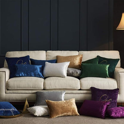 GIGIZAZA Royal Blue Velvet Decorative Throw Pillow Covers for Sofa Bed 2 Pack Soft Cushion Cover (Royal Blue, 18 x 18- Set of 2)