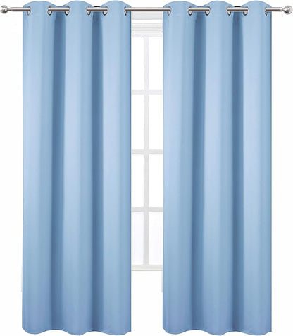 LEMOMO Sky Blue Thermal Blackout Curtains/42 x 95 Inch/Set of 2 Panels Room Darkening Curtains for Bedroom