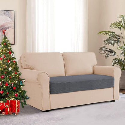 Water Repellent Sofa Cushion Slipcovers, Stretch Sofa Seat Cushion Cover, Furniture Protector Slipcovers RV Seat Cover for Living Room (Loveseat Cushion, Gray)