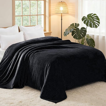 Exclusivo Mezcla Fleece Blanket Twin Size for Bed, Super Soft and Warm, All Season, Cozy, Plush, Lightweight, 90x66 Inches, Black
