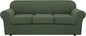 H.VERSAILTEX 4 Piece Stretch Sofa Covers for 3 Cushion Couch Covers for Living Room Furniture Slipcovers (Base Cover Plus 3 Seat Cushion Covers) Upgraded Thicker Jacquard Fabric (Sofa, Bronze Green)