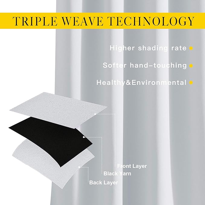 NICETOWN Room Darkening Curtains for Living Room - Easy Care Solid Thermal Insulated Grommet Darkening Curtains/Panels/Drapes for Bedroom (2 Panels, 52 by 72, Greyish White)