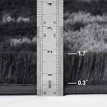 Deerhoo Large Shag Area Rugs 10 x 14, Tie-Dyed Plush Fuzzy Rugs for Living Room, Ultra Soft Fluffy Furry Rug for Bedroom, Anti-Skid Indoor Carpet Nursery Rugs for Kids Room Home Decor, Dark Grey