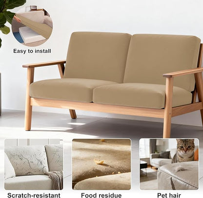 4Pcs Patio Stretch Cushion Covers,Outdoor Sofa Replacement Cover Slipcovers for Patio Furniture Cushion Covers, Washable Reusable Furniture Protector