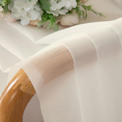 Lecloud Cream Sheer Curtains 72 Inches Long 2 Panels, Light Filtering Curtains for Living Room, Farmhouse Voile Rod Pocket Drapes for Bedroom Dinning Room, Each Panel 42 X 72 Inch