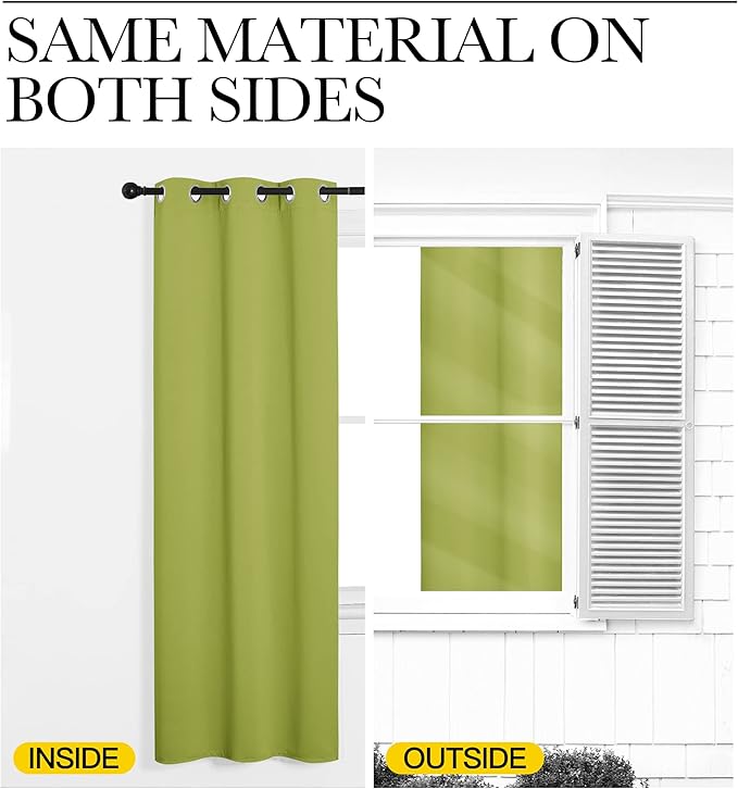 NICETOWN Fresh Green Blackout Curtains 68 inches Length for Laundry Room, 2 Panels, 42" Wide, Thermal Insulated Decoration Drapes for Office Window