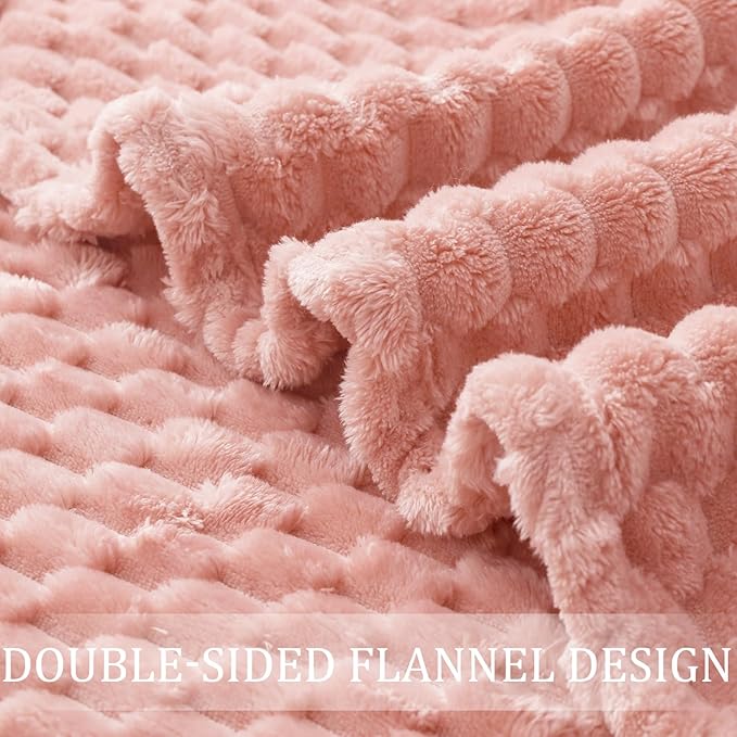 Exclusivo Mezcla Fleece Twin Blanket for Bed, Extra Large Fuzzy Dusty Pink Bed Blankets, Soft Cozy Plush Sofa Throws for All Seasons, 90x66 Inches