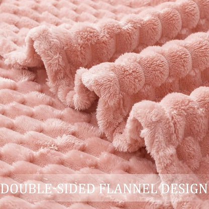 Exclusivo Mezcla Fleece King Blanket for Bed, Extra Large Fuzzy Dusty Pink Bed Blankets, Soft Cozy Plush Sofa Throws for All Seasons, 90x104 Inches