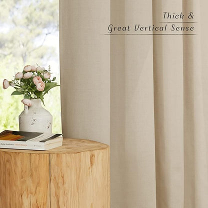 NICETOWN Linen Angora Window Curtains 84 inches Long, Grommet Thick Linen Blend Window Treatments Privacy Assured with Light Filtering for Bedroom/Living Room, W42 x L84