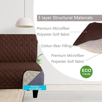 U-NICE HOME Futon Sofa Covers Reversible Sofa Slipcover Armless Couch Cover Furniture Protector Water Resistant (Futon, Brown/Beige)
